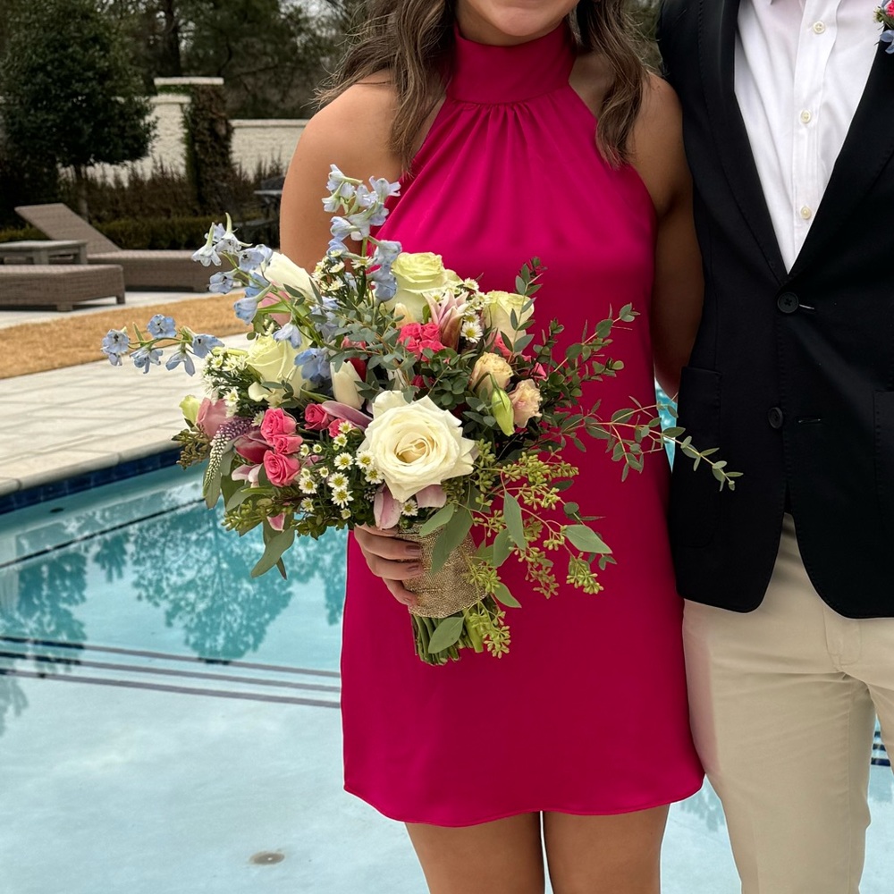 Hot Pink Ramy Brook Halter Mini Dress - Sleeveless Cocktail Dress
